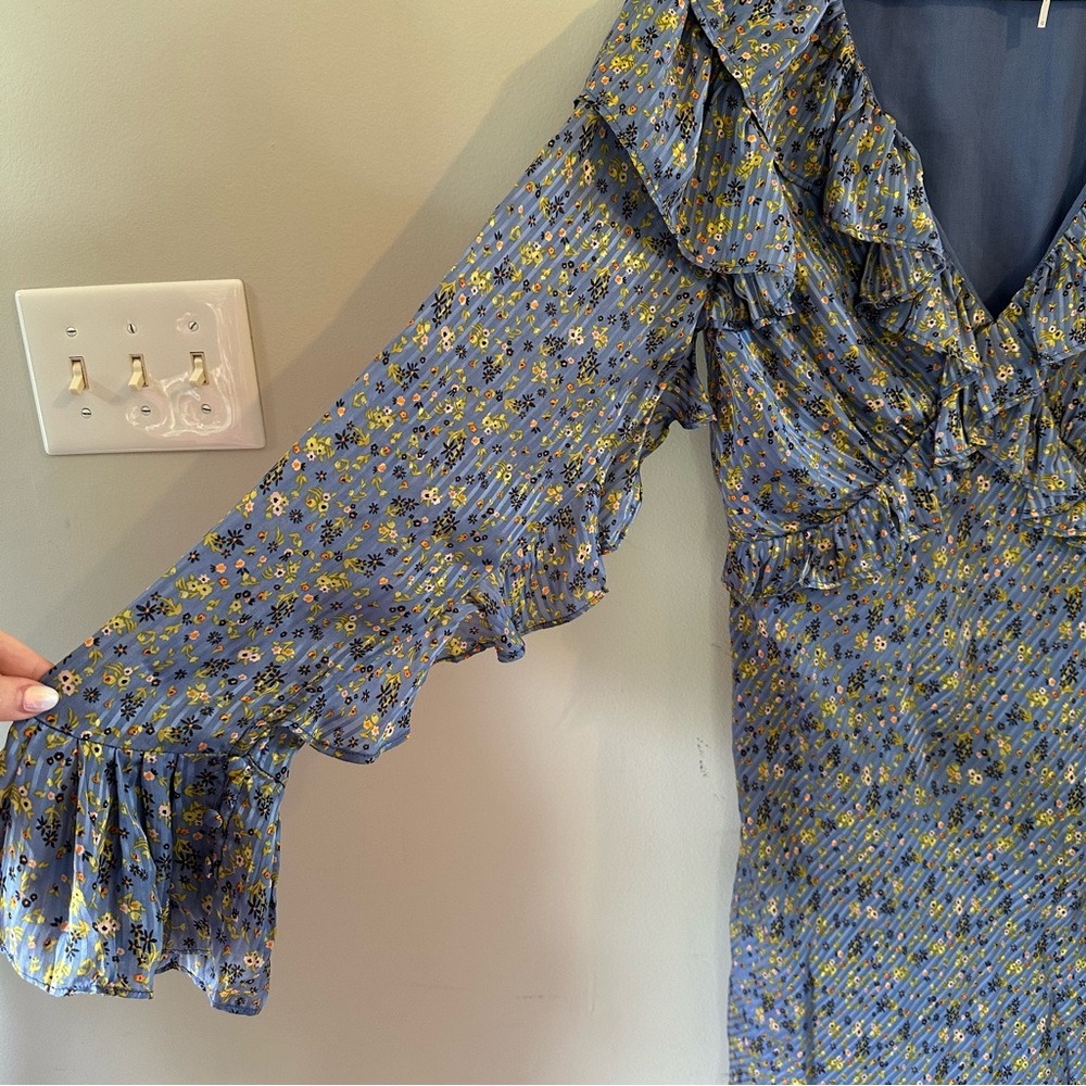 Floral Ruffle Dress in Blue - Picture 2 of 5
